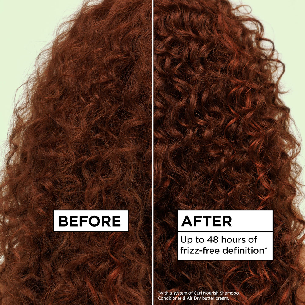 Garnier Fructis Curl Nourish Air Dry Cream applied to damp hair before styling