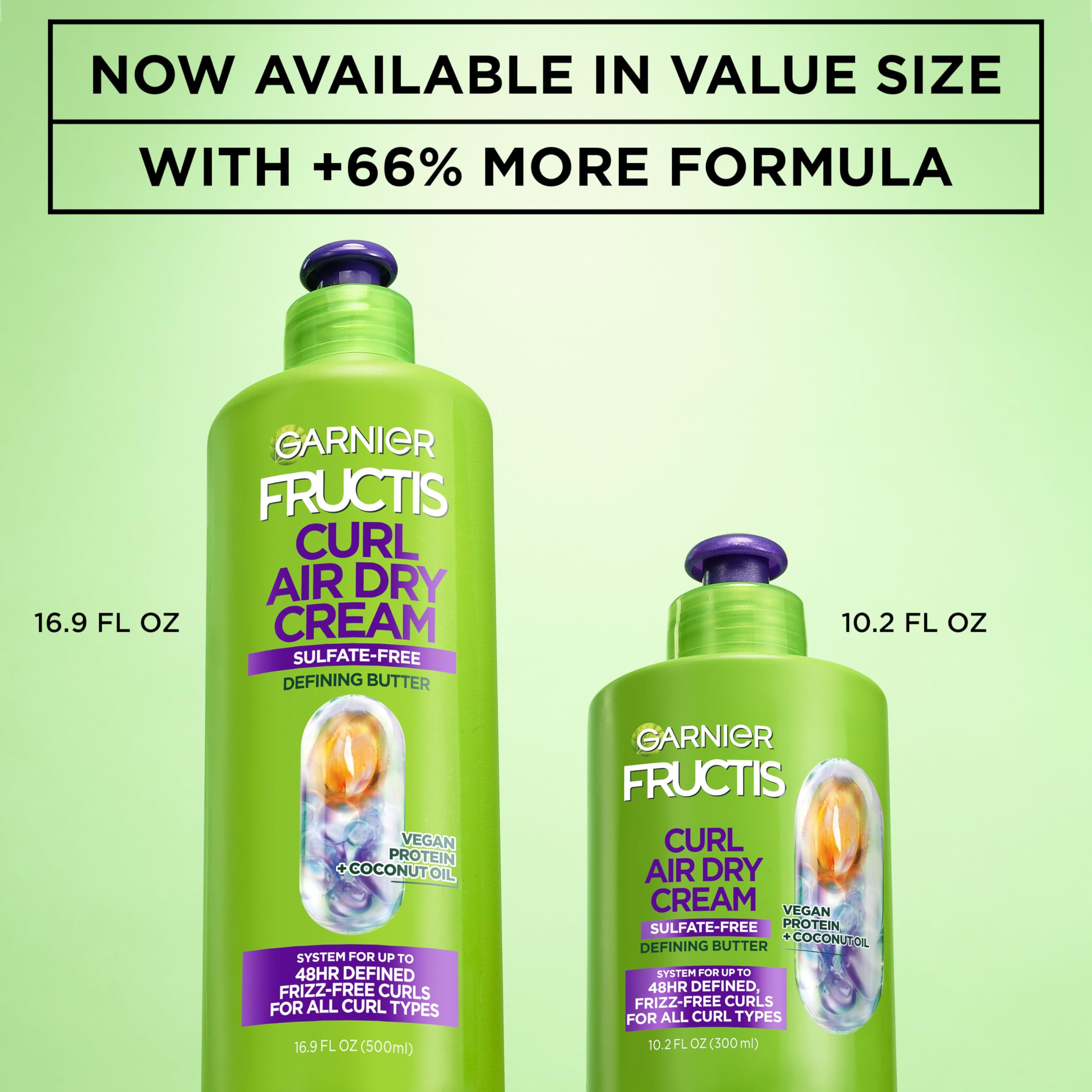 Garnier Fructis Curl Nourish Air Dry Cream packaging made with recycled plastic