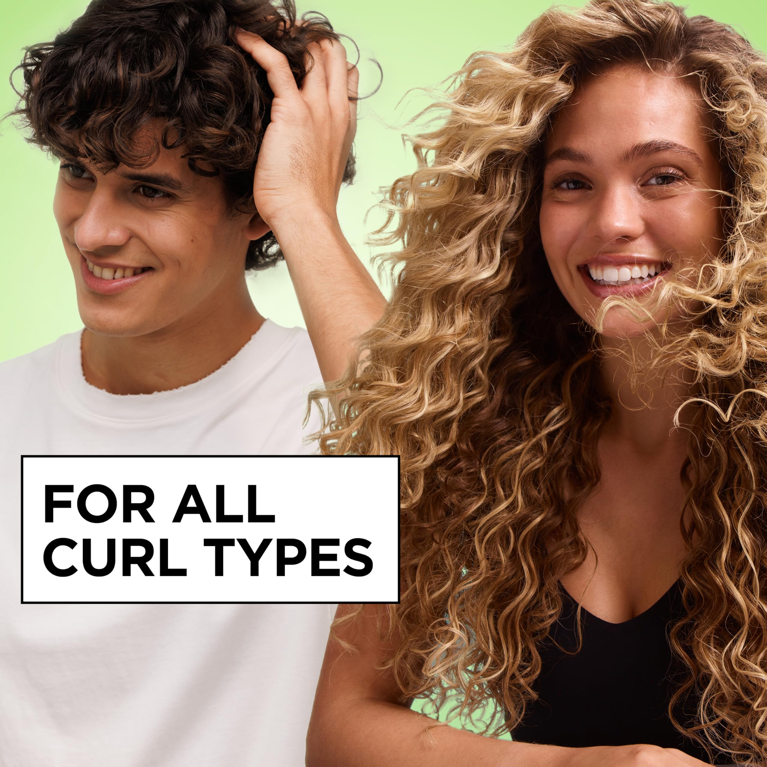 Garnier Fructis Curl Nourish Air Dry Cream vegan protein formula demonstrates hair care
