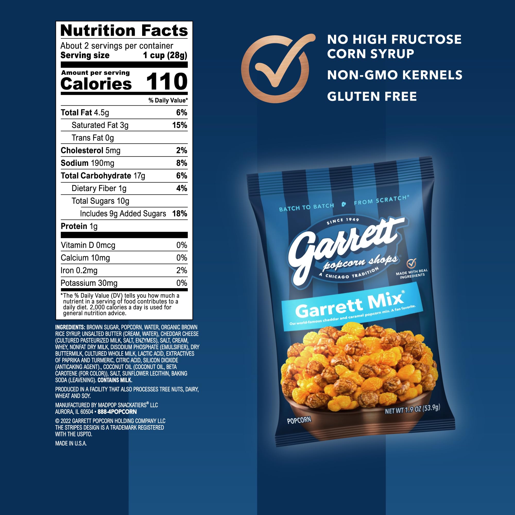 Garrett Popcorn cheese caramel snack on the go suits busy days.