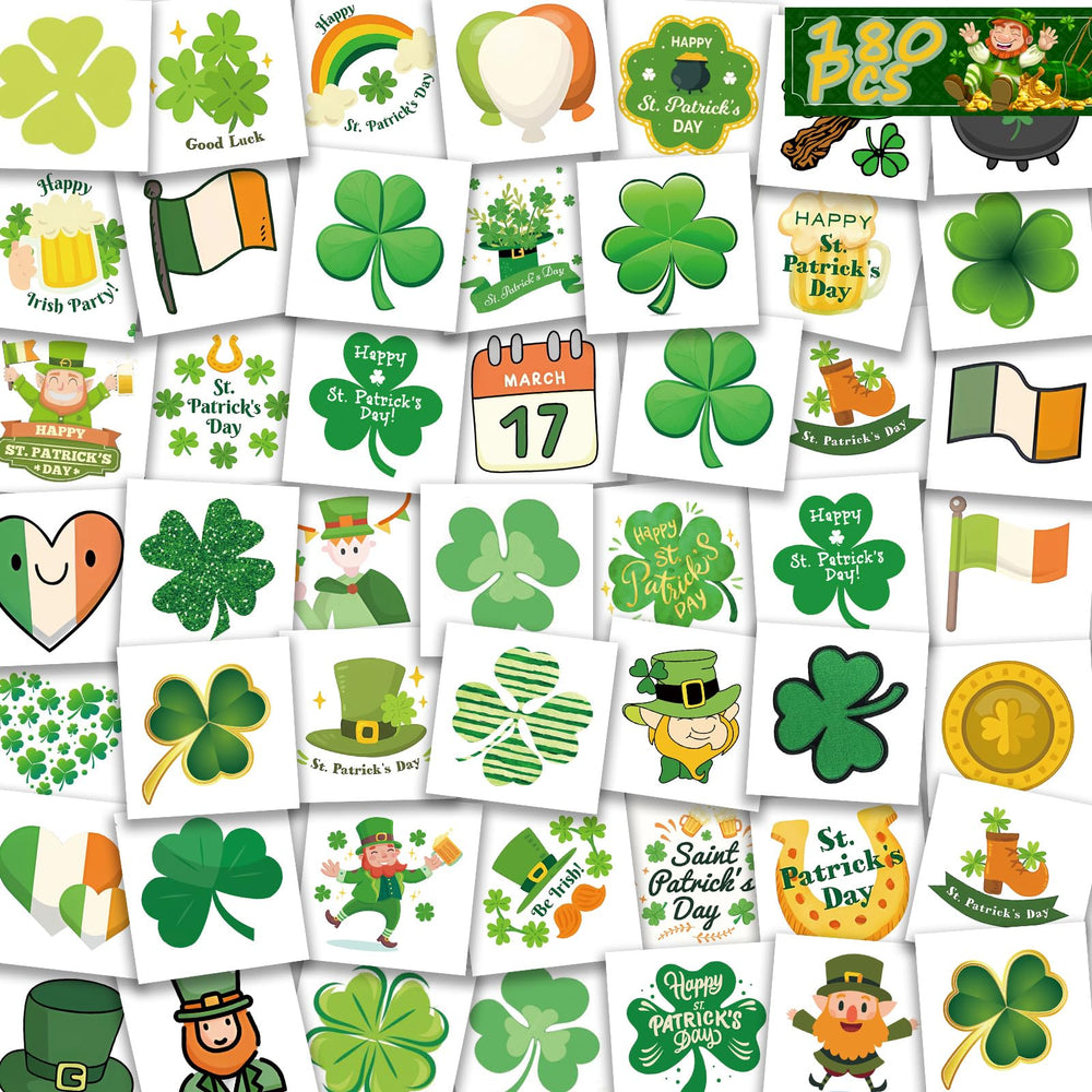 Garsellen St Patrick's Day tattoo sheet with 60 designs for festive skin art