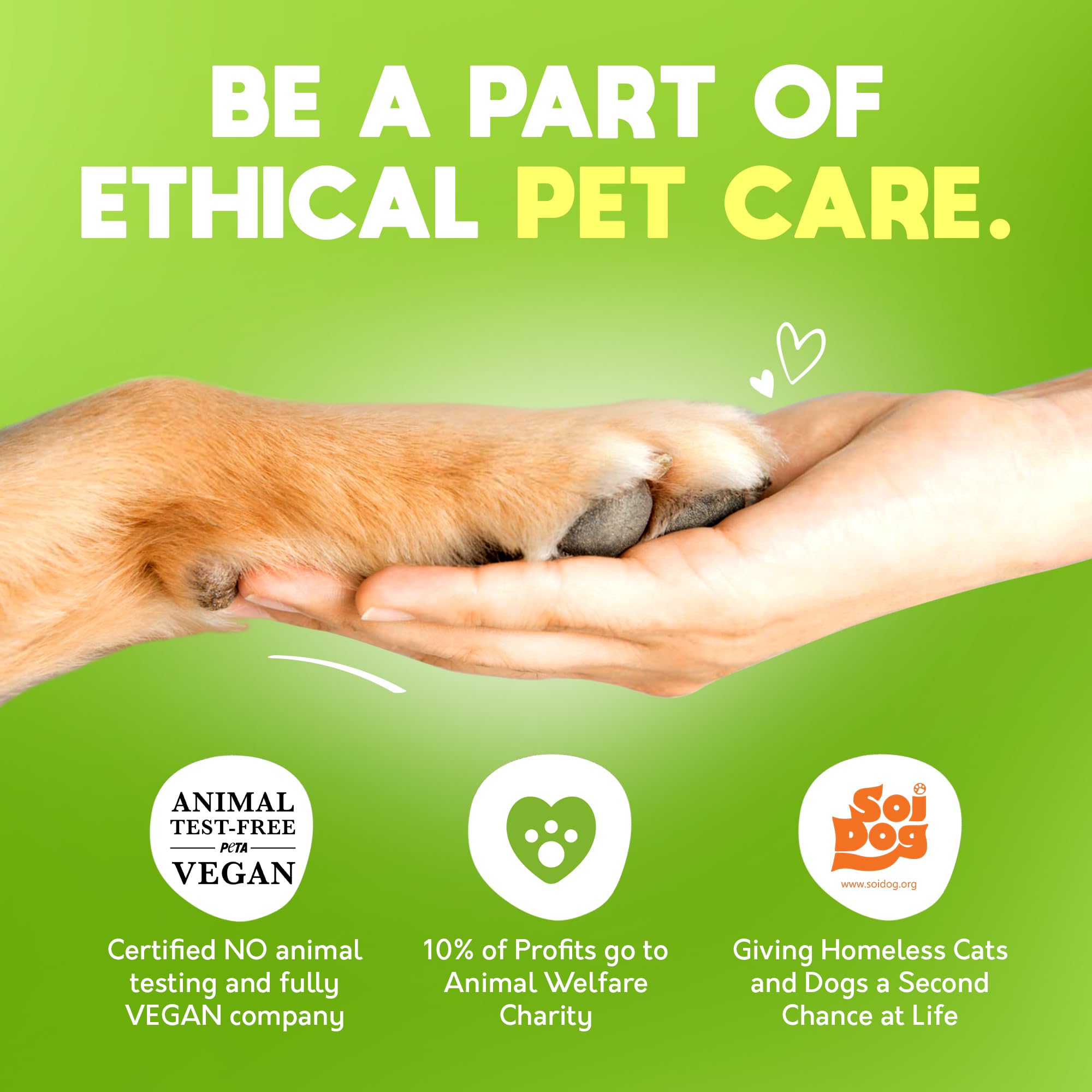 Cruelty-free logo and ethical pet care commitment