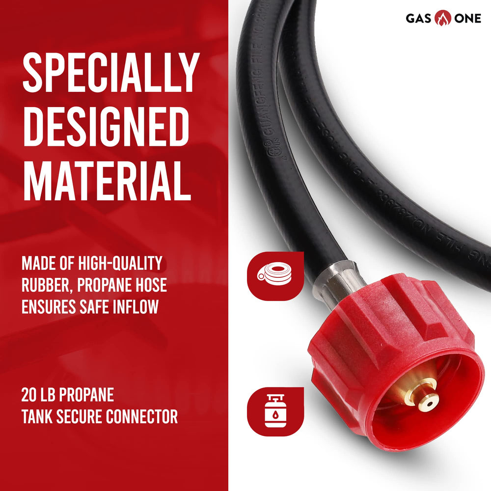 Gas One brass fitting close-up demonstrates durable construction for reliable propane use.