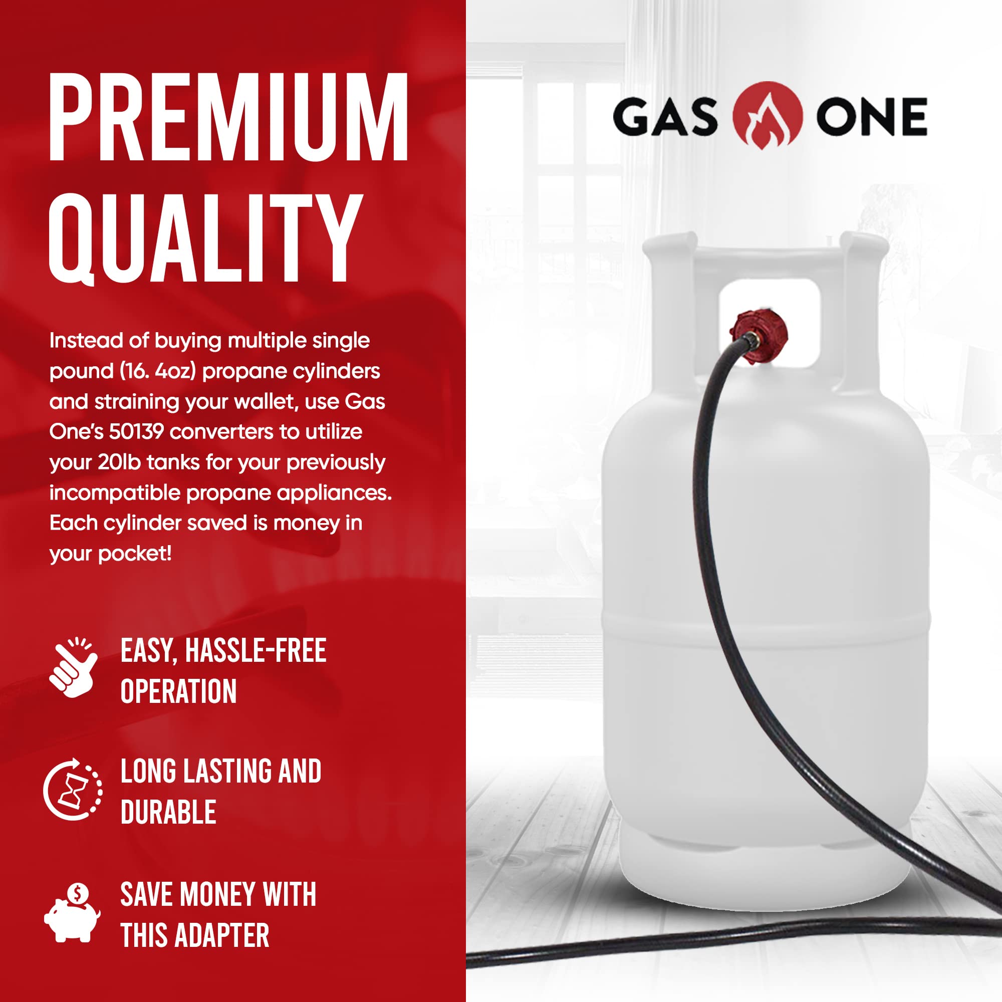 Gas One safety-first design supports easy, secure propane setup.