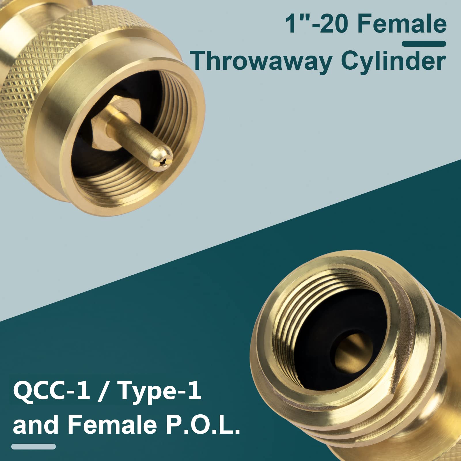 GASPRO brass propane adapter closeup shows durable corrosion-resistant construction.