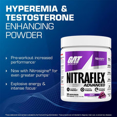 GAT SPORT Nitraflex bottle front label emphasizes Nitrosigine and performance support.