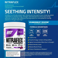 GAT SPORT Nitraflex bottle top view shows premium packaging and dosing.