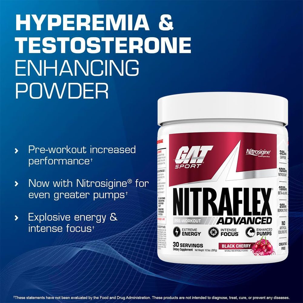 Nitraflex jar front label highlights Nitrosigine for stronger pumps