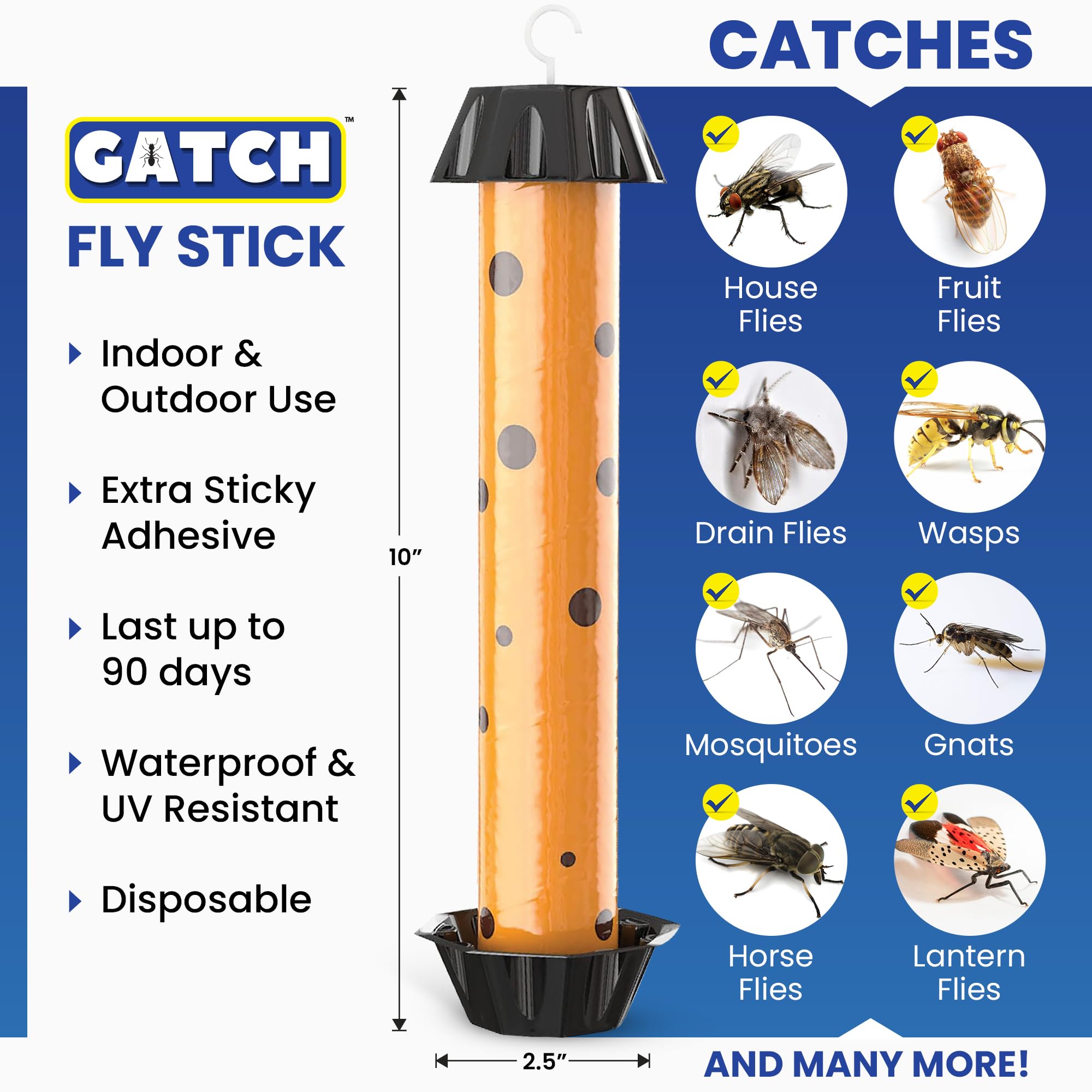 GATCH fly-stick close-up shows strong adhesive for insect capture.