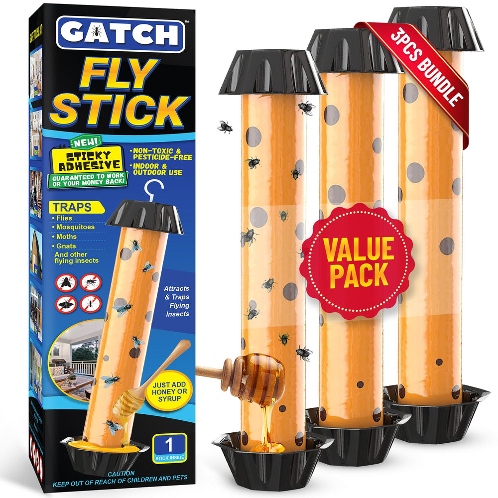 GATCH fruit fly trap 3-pack on kitchen counter for quick pest control.