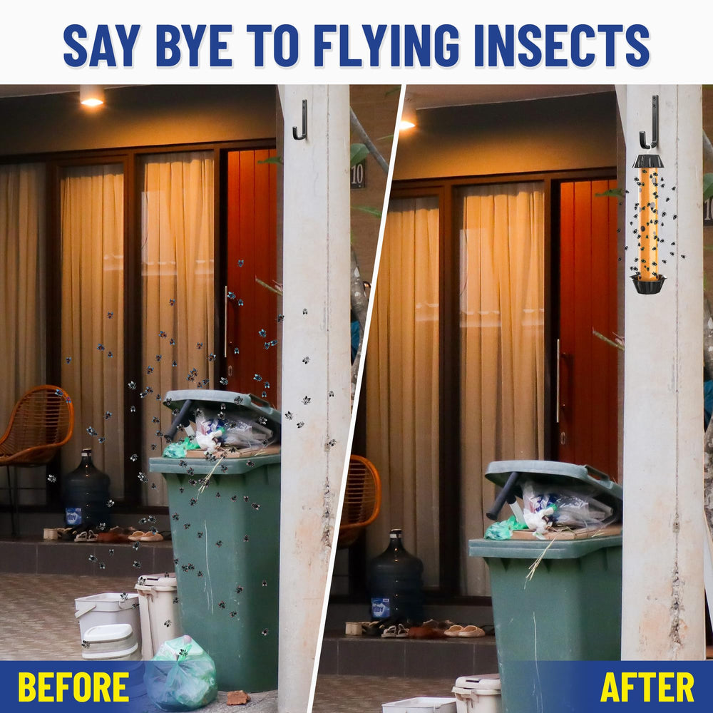 GATCH insect trap on outdoor patio deters flying insects.