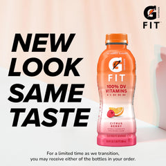 Close-up of the Gatorade Fit label showing no added sugar claim.