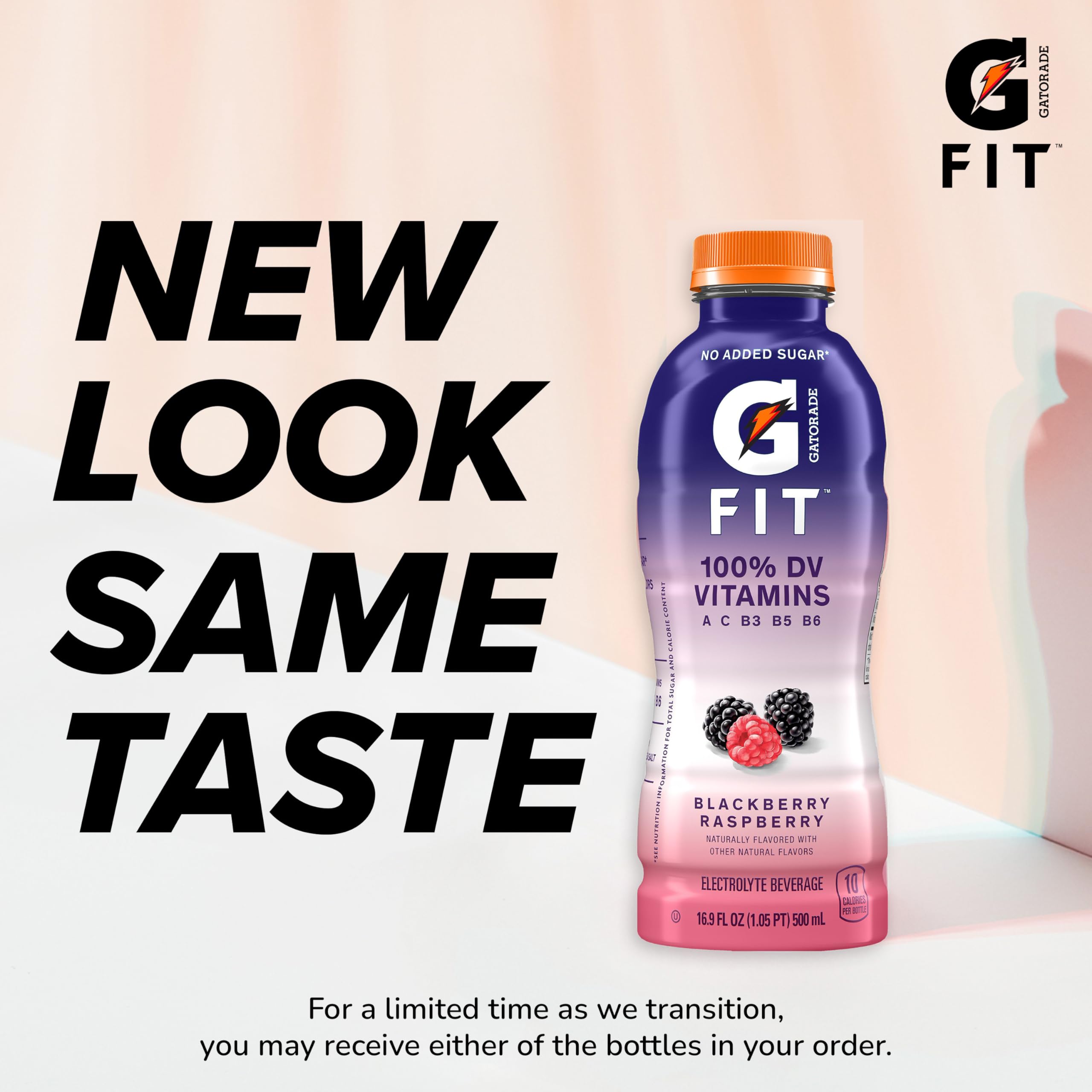 Gatorade Fit no-added-sugar badge on bottle emphasizes clean hydration