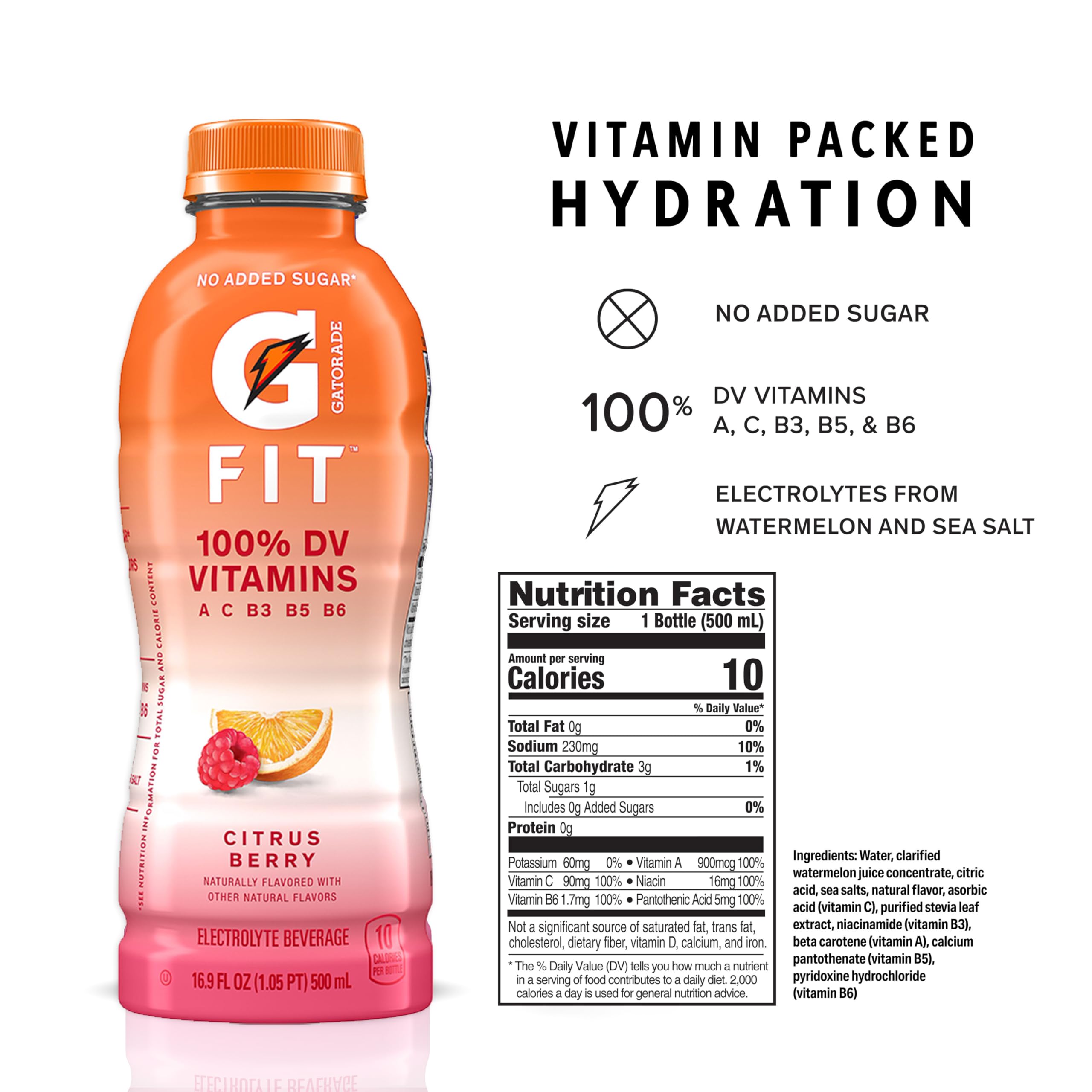 Gatorade Fit 12-pack on display for convenient multi-bottle hydration.