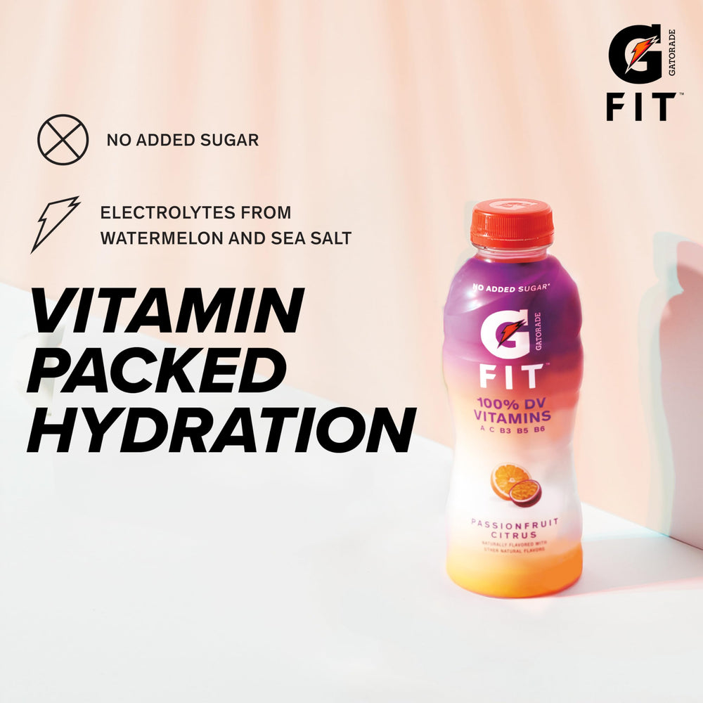 Gatorade Fit Tropical Mango packaging design highlighting vitamins