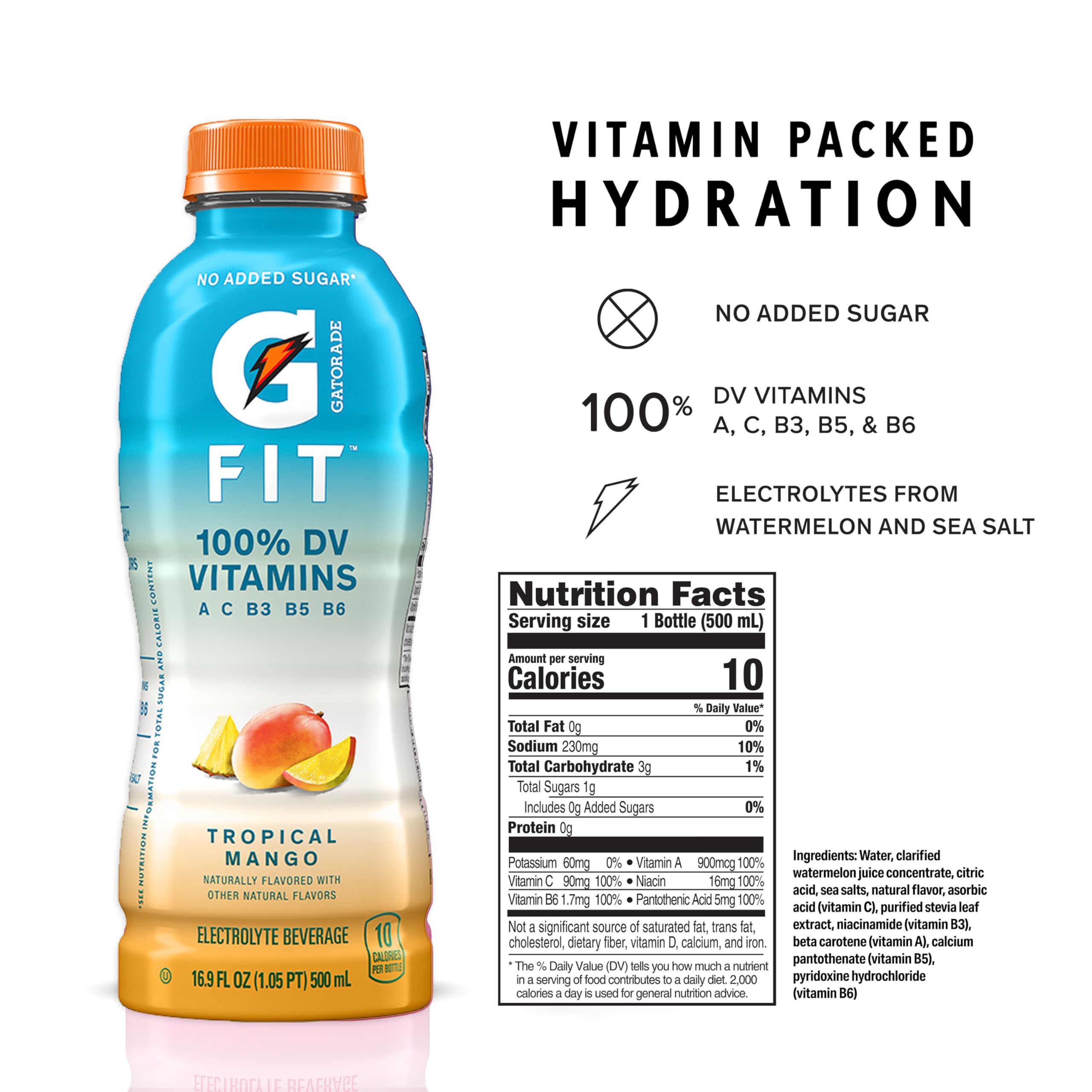 Gatorade Fit Tropical Mango pack front for easy stocking during workouts