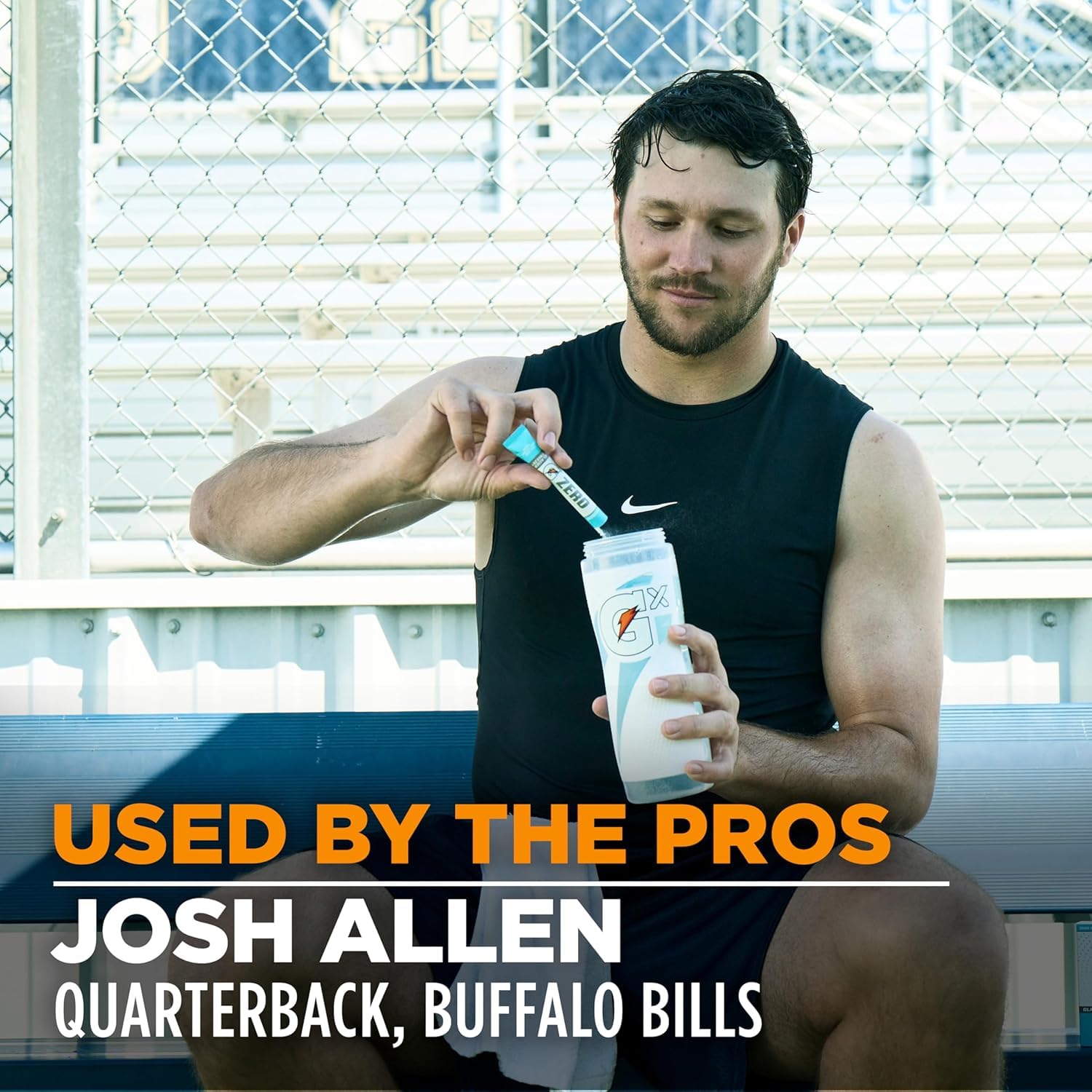 Gatorade G Zero Glacier Freeze mix in bottle during training.