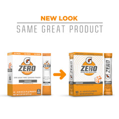 Gatorade G Zero orange packets closeup highlighting convenient zero-sugar fueling.