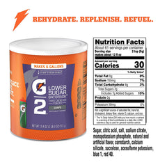 Gatorade G2 low-calorie grape powder dissolving in water for quick hydration.