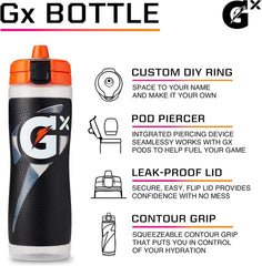 Gatorade Gx bottle flip-cap demonstrates leak-free design for on-the-go use.