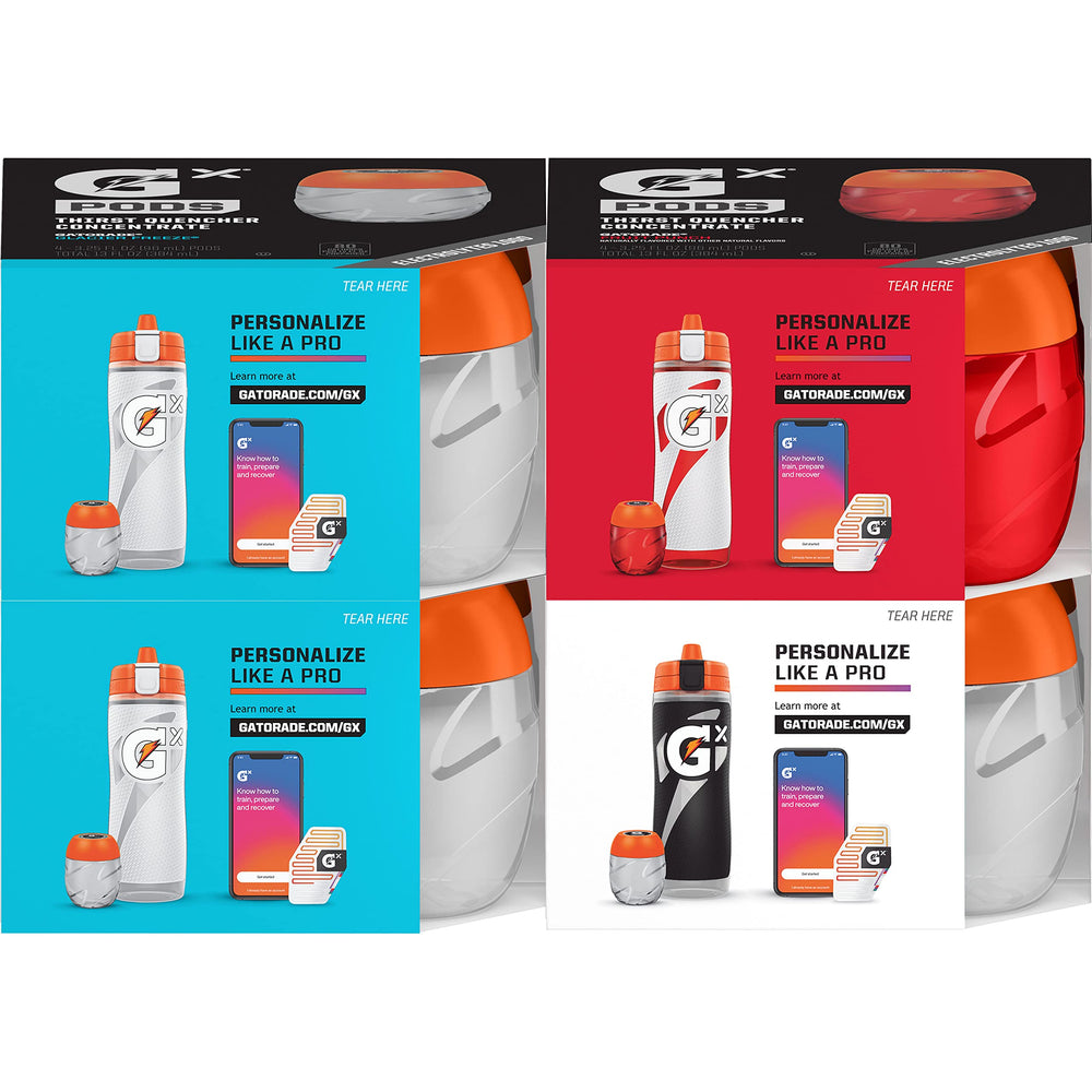 Gatorade Gx Pods 16ct packaging shown for customizable hydration on game day.