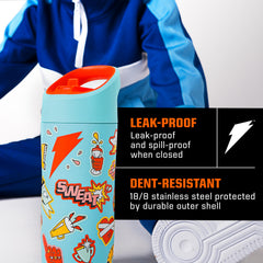 Gatorade Kids Rookie bottle dent-resistant stainless steel protects against wear