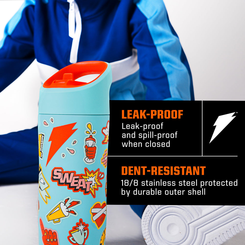 Gatorade Kids Rookie dent-resistant stainless shell withstands daily workouts