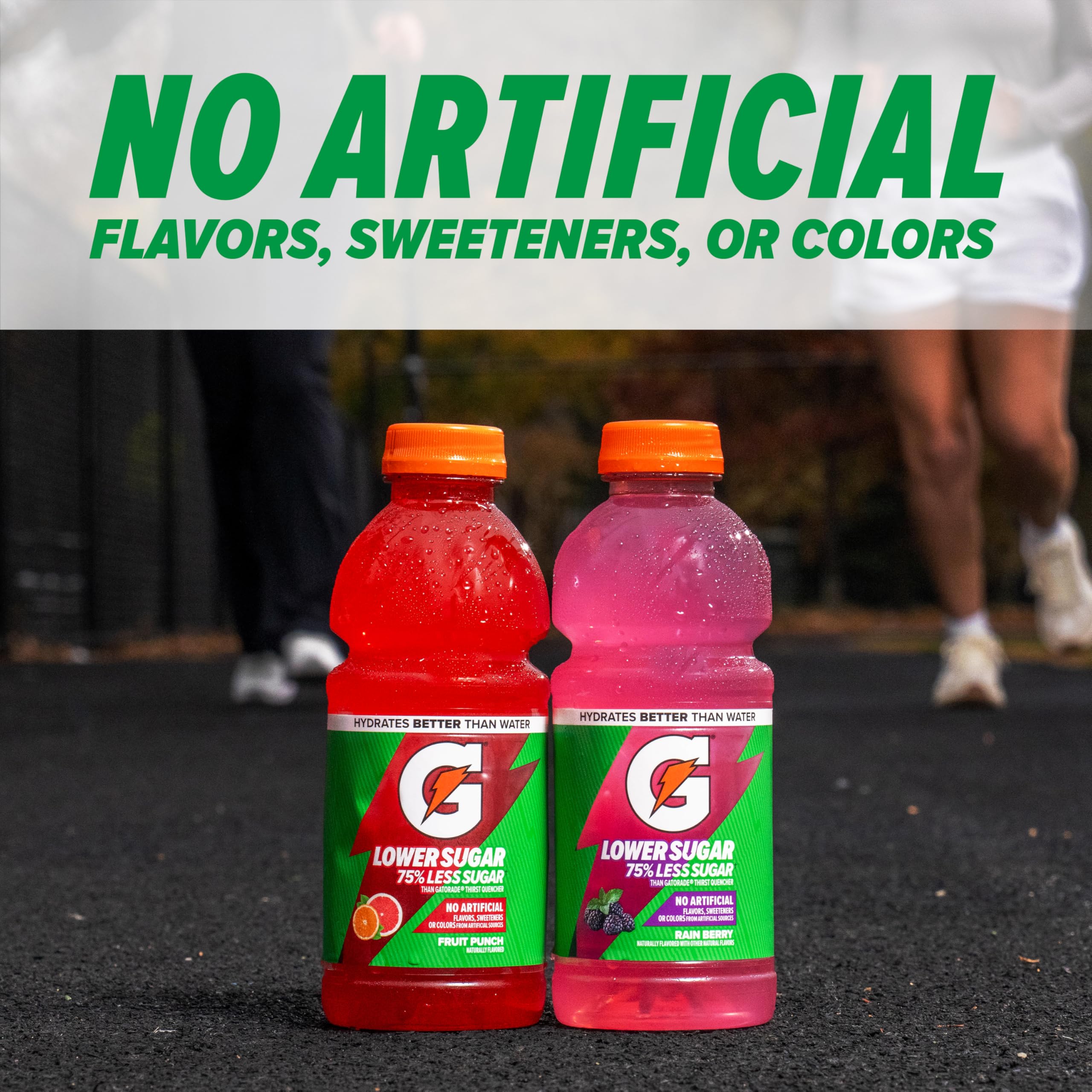 Gatorade Lower Sugar Fruit Punch nutrition panel highlights sugar and electrolyte details