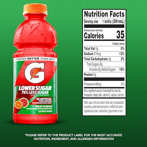 Gatorade Lower Sugar Fruit Punch pouring into glass for quick refreshment