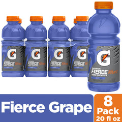 Gatorade Thirst Quencher Fierce Grape label close-up for flavor recognition and decision aid.