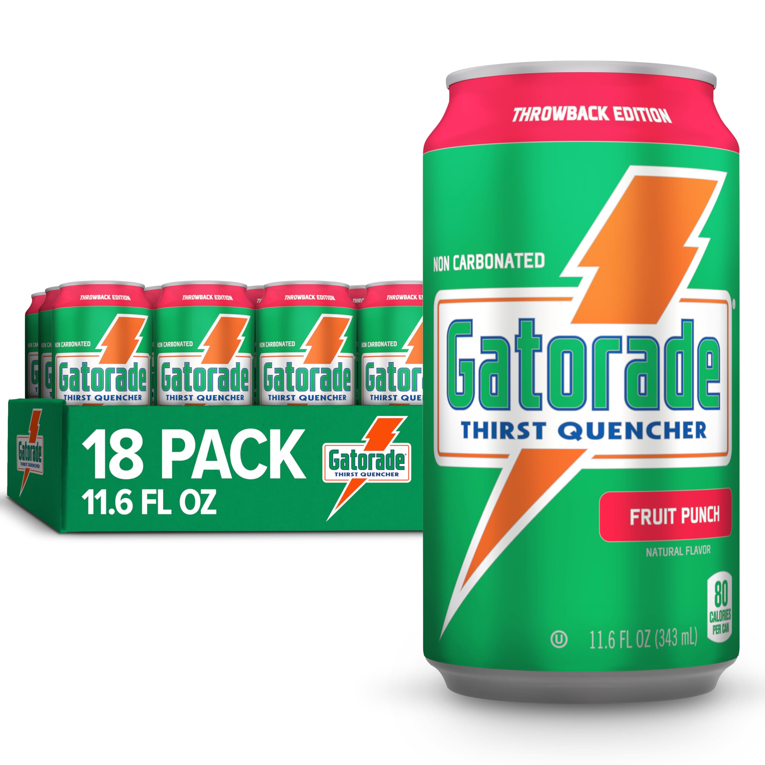 Gatorade Thirst Quencher Fruit Punch cans in a pack, ideal for on-the-go hydration