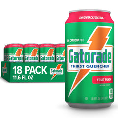 Gatorade Thirst Quencher Fruit Punch cans in a pack, ideal for on-the-go hydration