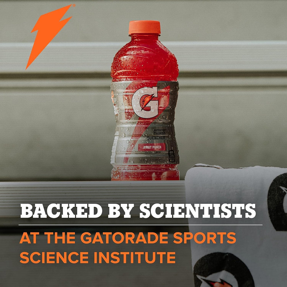 Glass with ice and Gatorade Glacier Cherry depicting refreshing hydration