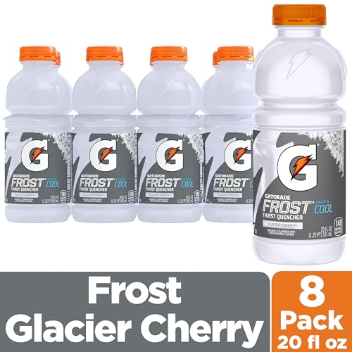 Close up of Glacier Cherry label on Gatorade bottle highlighting hydration support