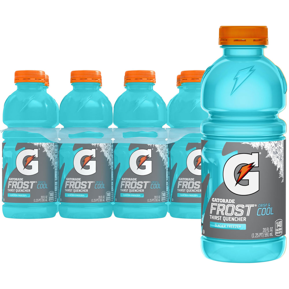 Gatorade Thirst Quencher Glacier Freeze 20oz bottle ready for post-workout hydration.