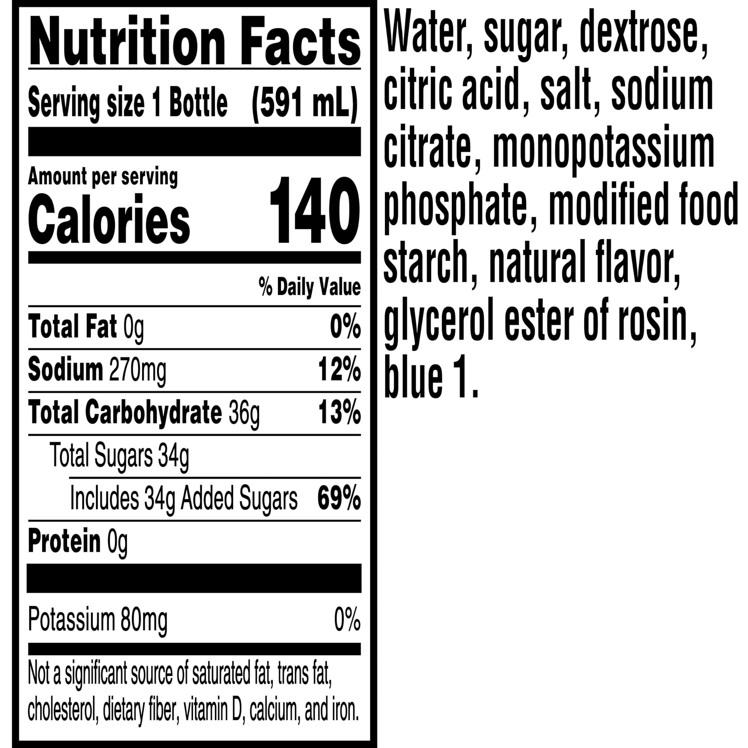 Close-up of Glacier Freeze 20oz bottle showing icy color and label.