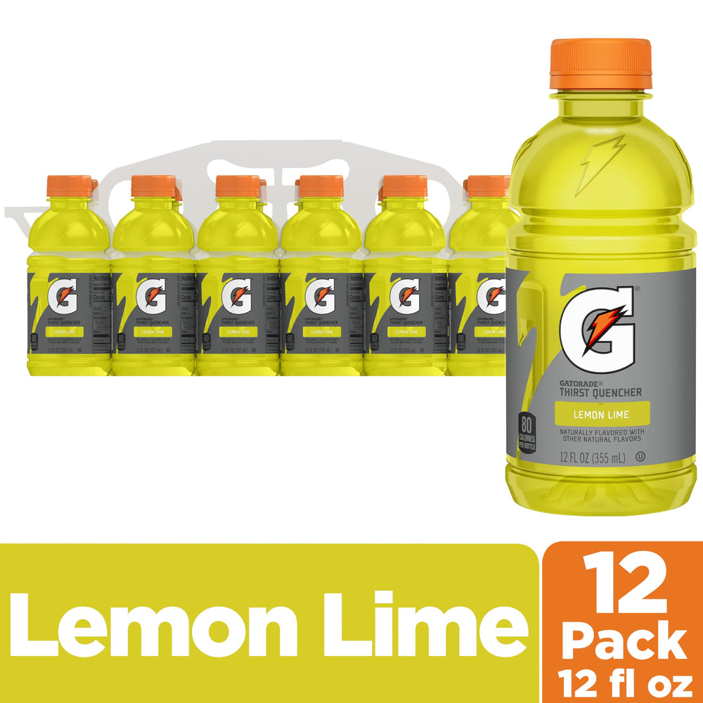 Gatorade Thirst Quencher lemon-lime label showcases electrolyte blend.