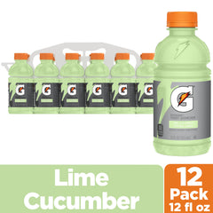 Close-up of lime cucumber label on Gatorade Thirst Quencher supports hot-day energy