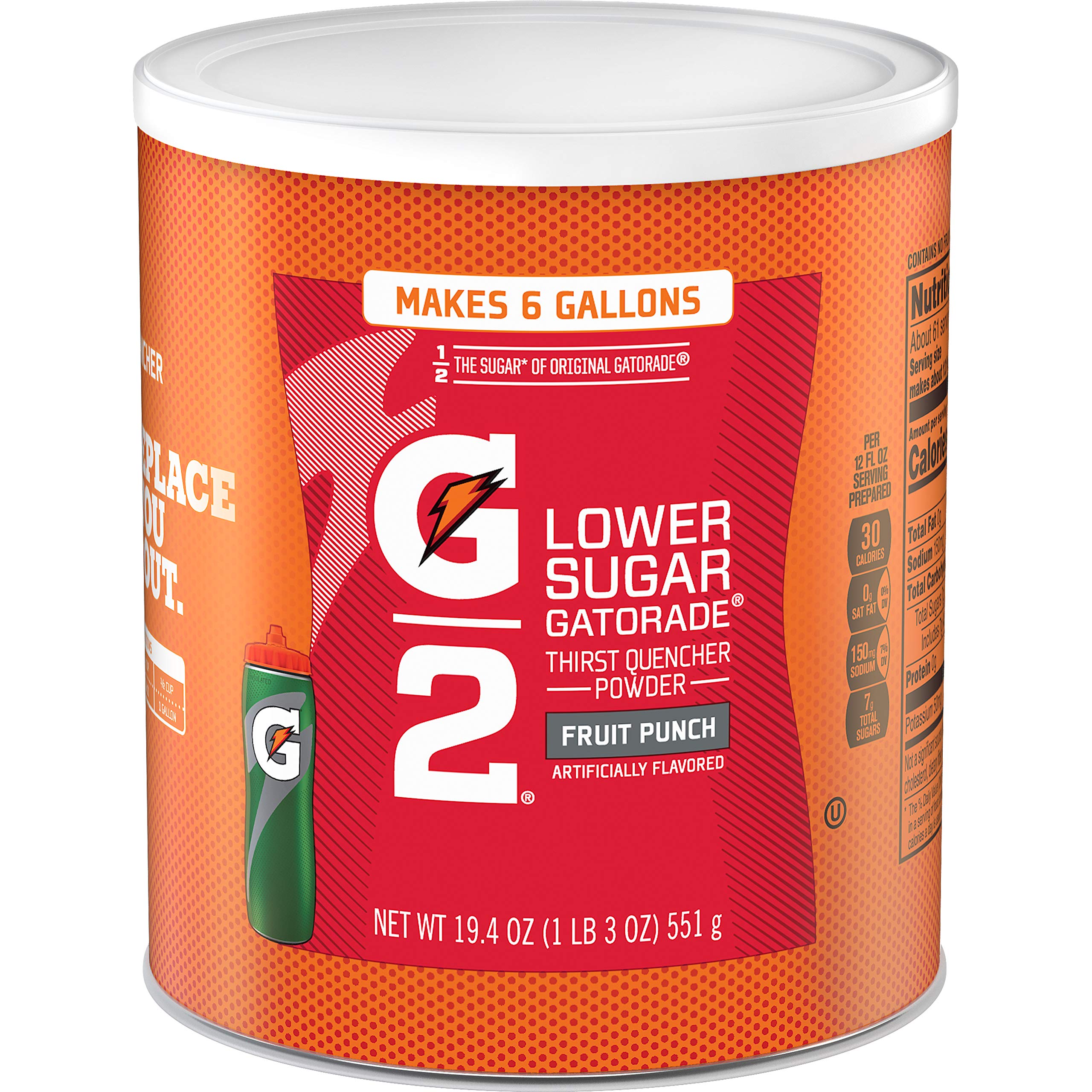 Gatorade Thirst Quencher Powder Fruit Punch canister ready for hydration after workouts.
