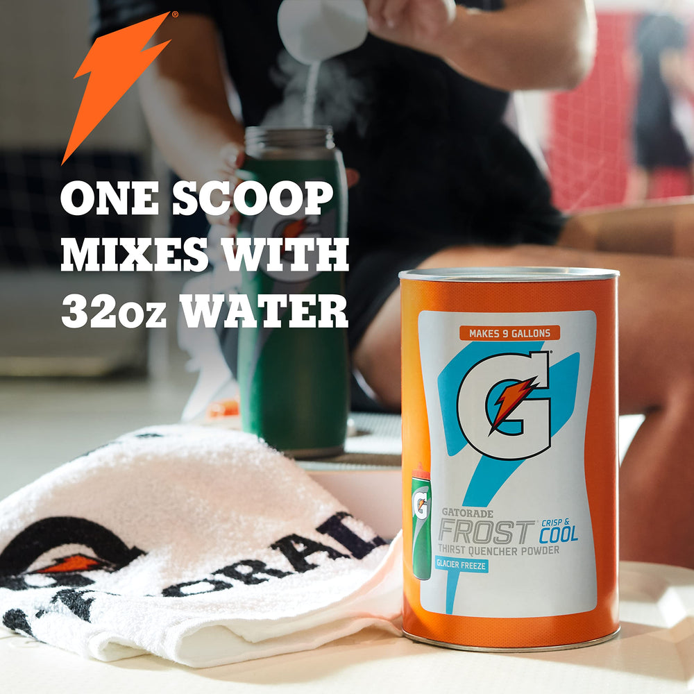 Gatorade Thirst Quencher glacier freeze canister label suggesting cool refreshment