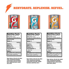 Gatorade Thirst Quencher orange canister close-up highlighting electrolyte option