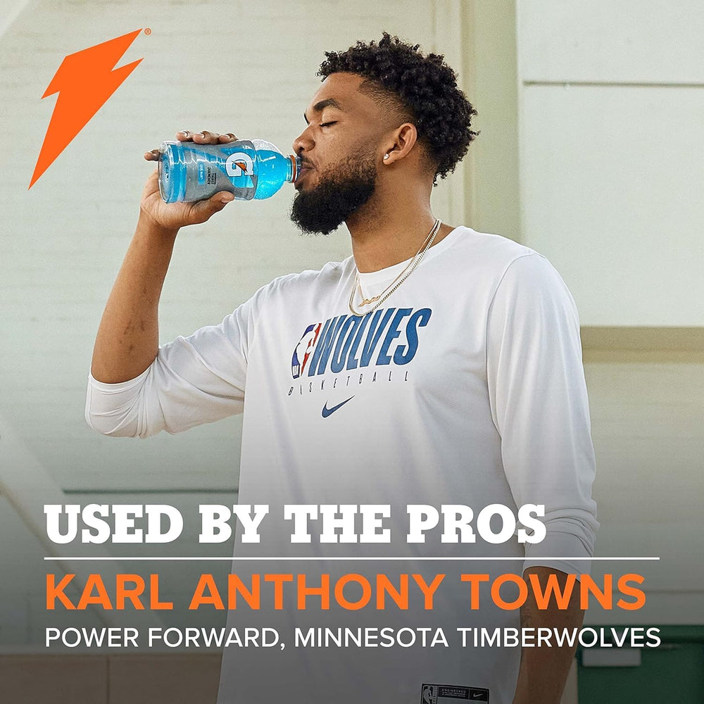 Gatorade Thirst Quencher strawberry bottle front offers quick energy during activity