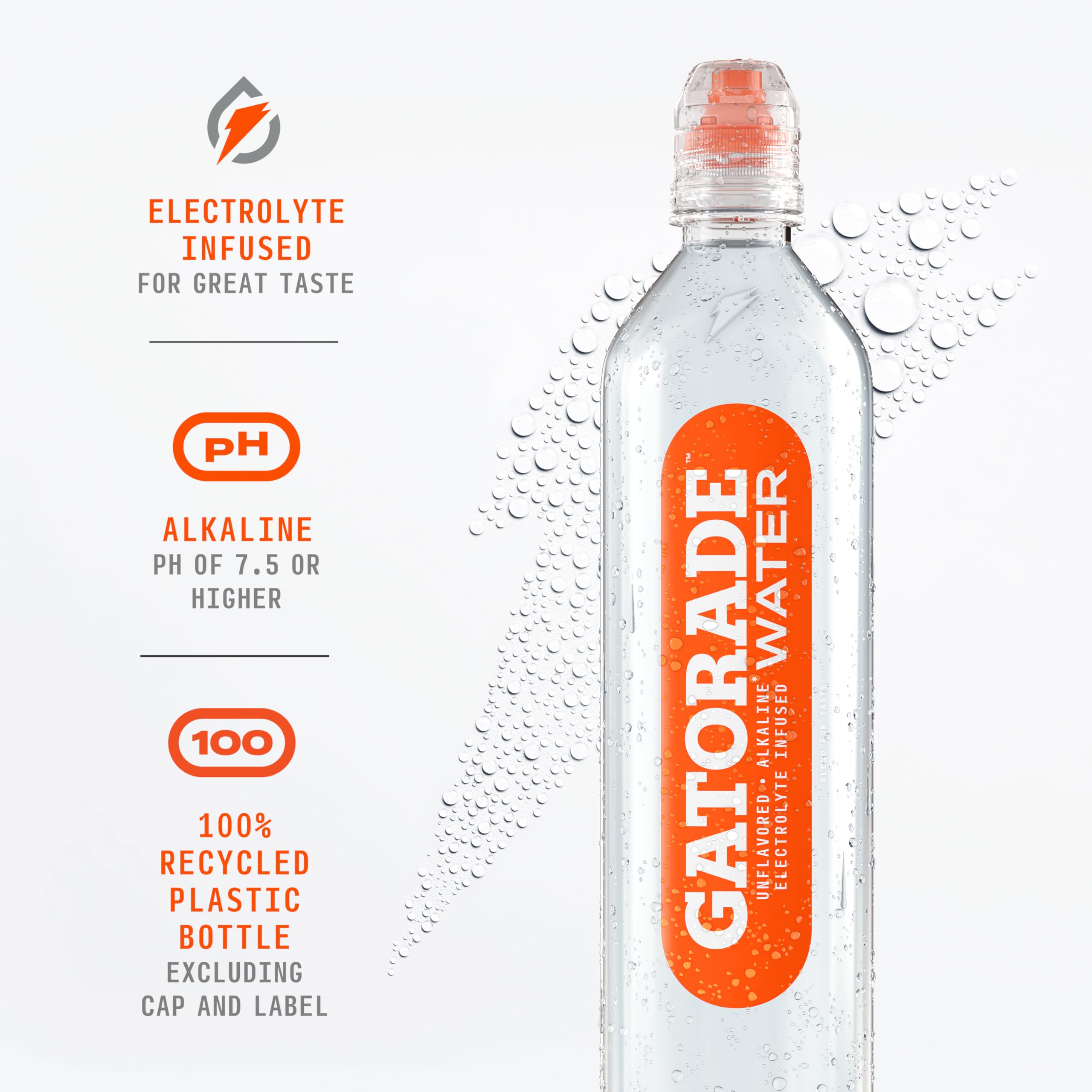Gatorade Water bottle made from 100% recycled plastic