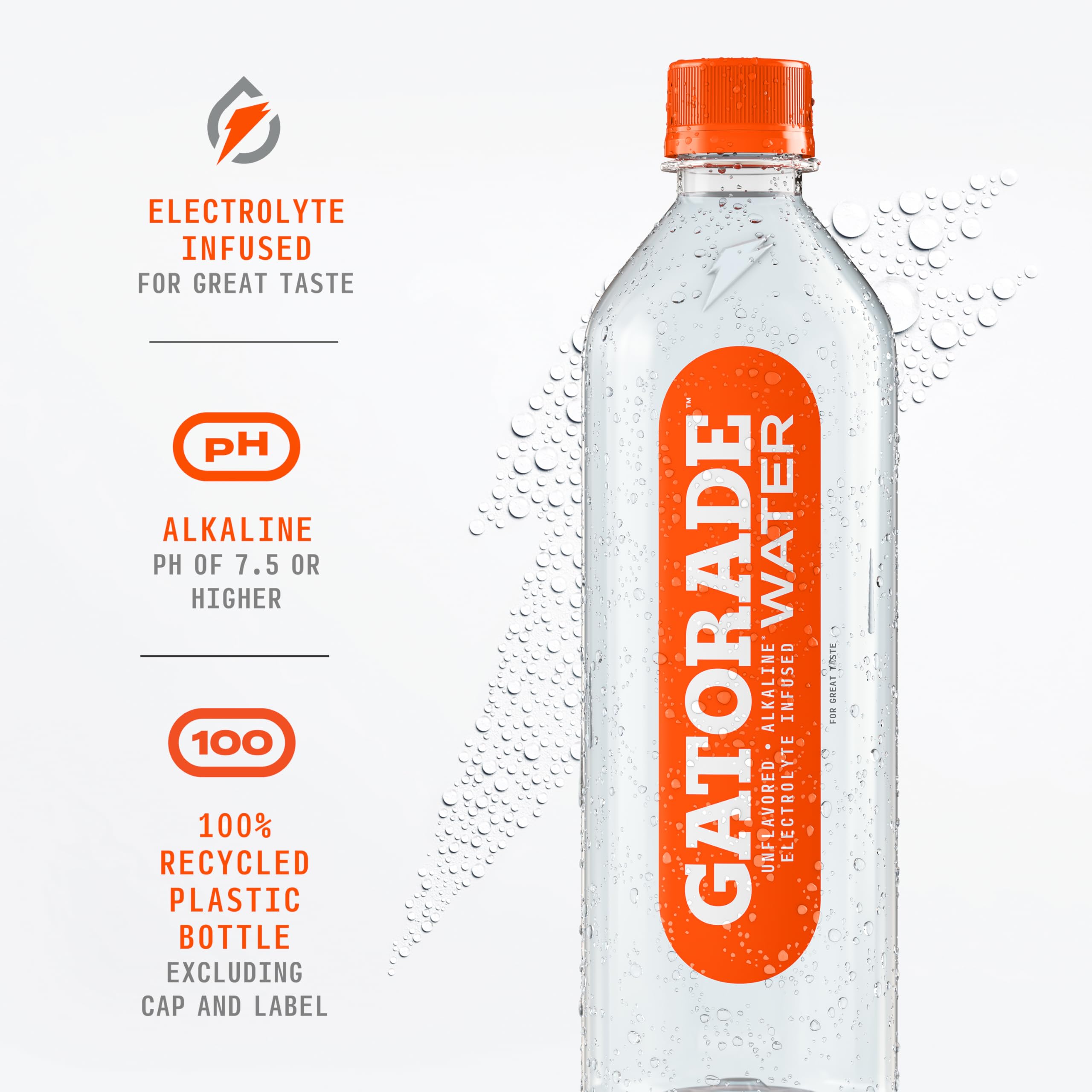 Gatorade Water unflavored 12-pack on shelf demonstrates value and convenience.