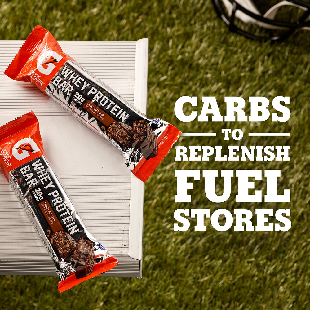 Gatorade Whey Bar packaging shows 350 calories per bar.
