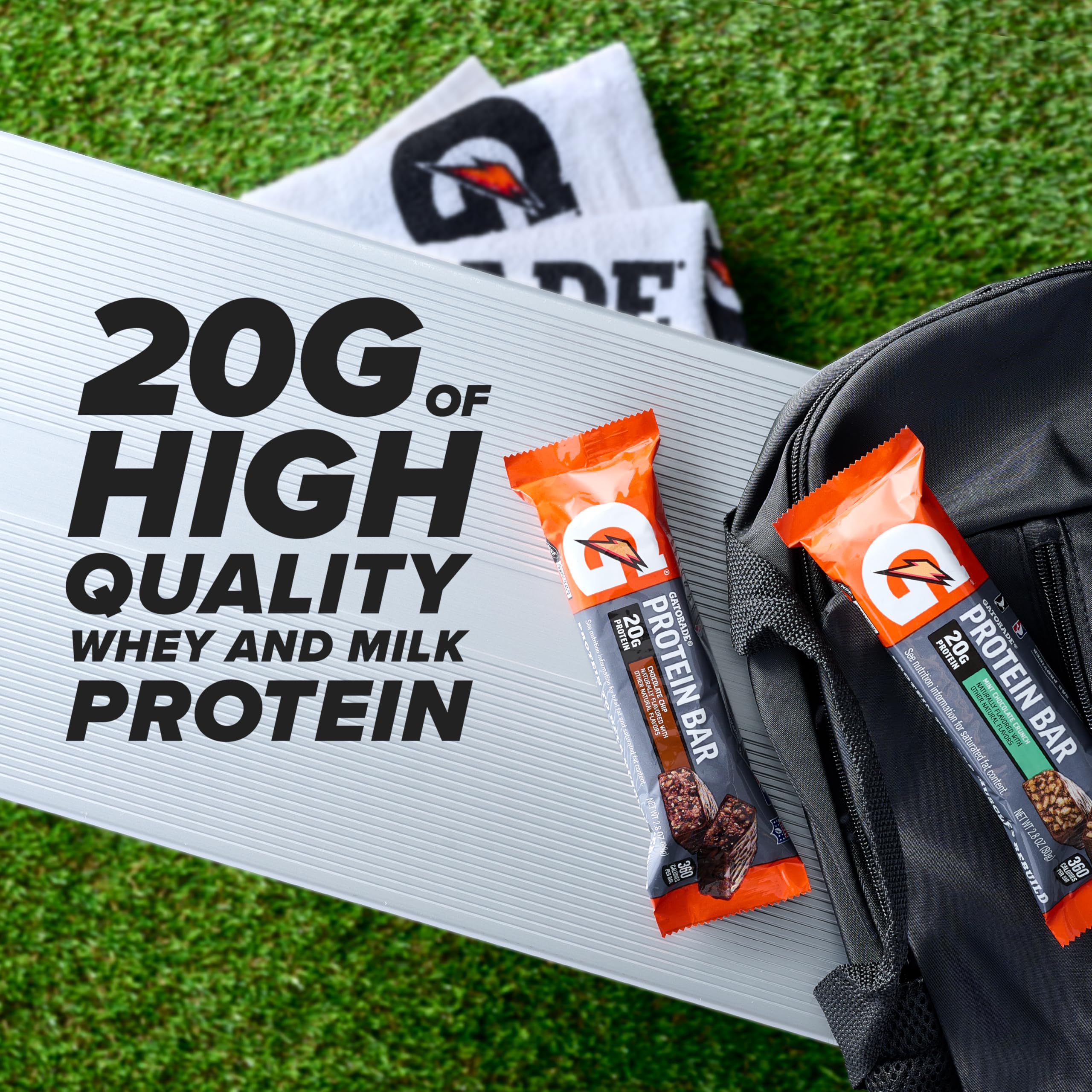 Gatorade Whey Bar nutrition panel displaying 43 g carbs.