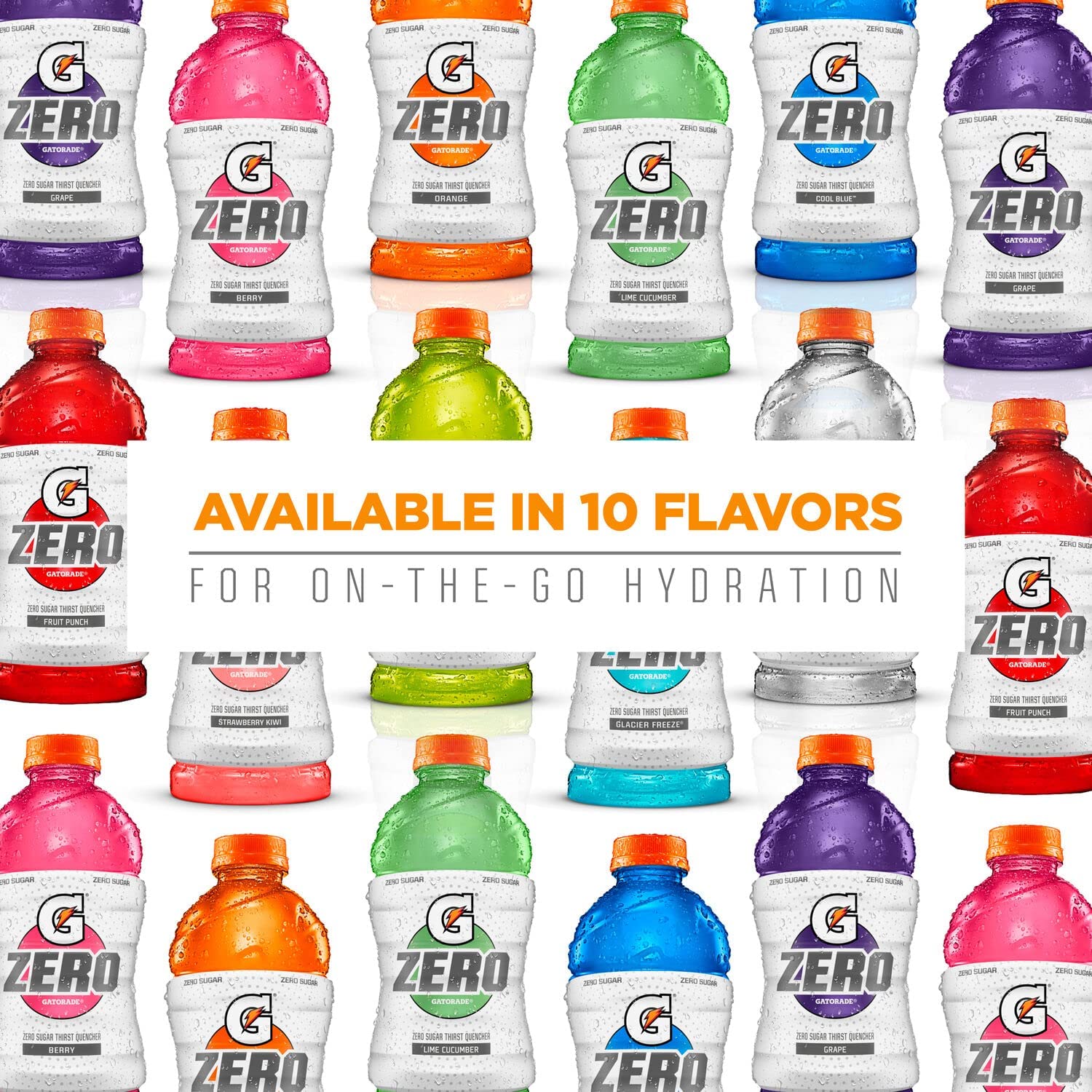 Close-up of G Zero label highlighting zero sugar and electrolyte features.