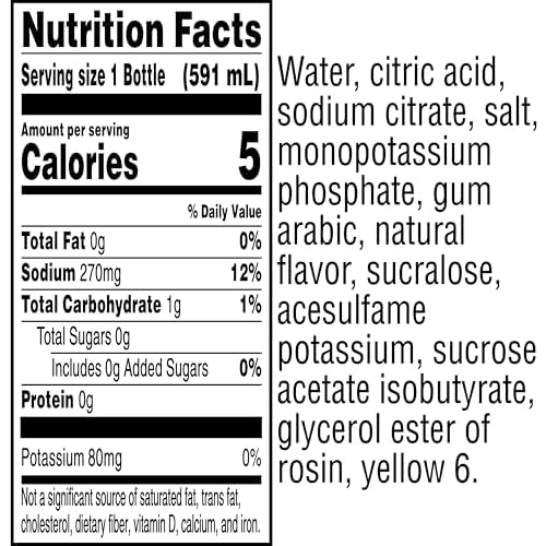 Gatorade Zero Orange nutrition facts close-up showing electrolytes for balance.