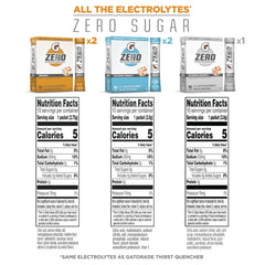 Close-up of Gatorade Zero Powder packets showing individual servings.
