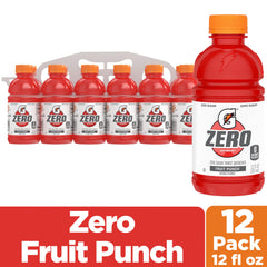 Gatorade Zero Sugar Fruit Punch bottle in hand for on-the-go refreshment.